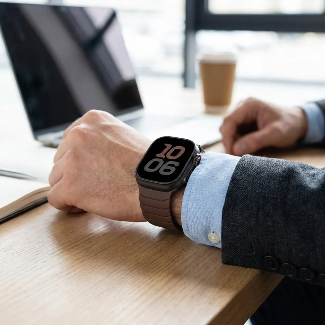 NUVEX Chocolade Zwart Horlogebandje Apple Watch 38-42mm - Siliconen - Tweekleurig
