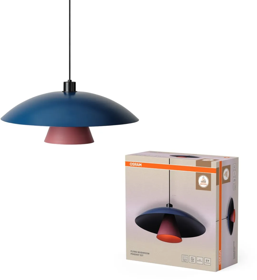 Osram Decor Vliegende Paddenstoel Hanglamp E27 - Blauw/Roze
