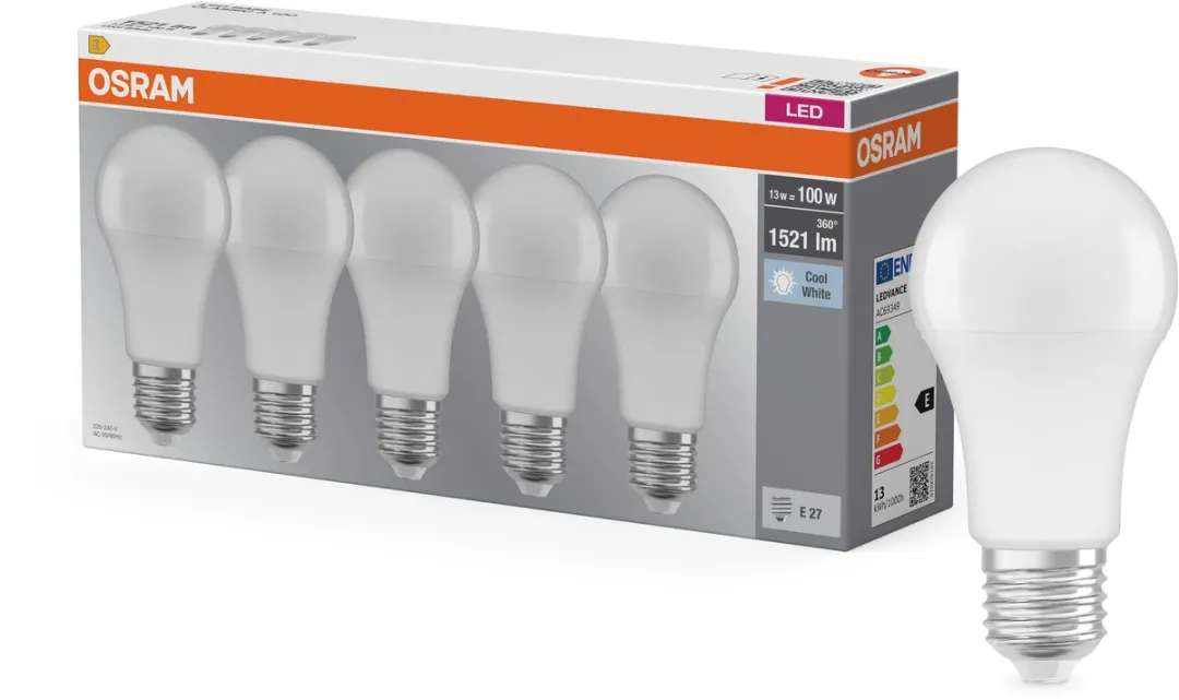 Osram LED Lampvoet Classic A100 13W E27 Mat - 5 Stuks