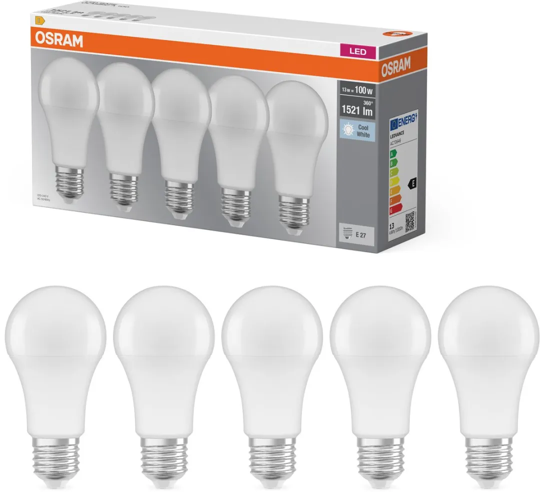 Osram LED Lampvoet Classic A100 13W E27 Mat - 5 Stuks