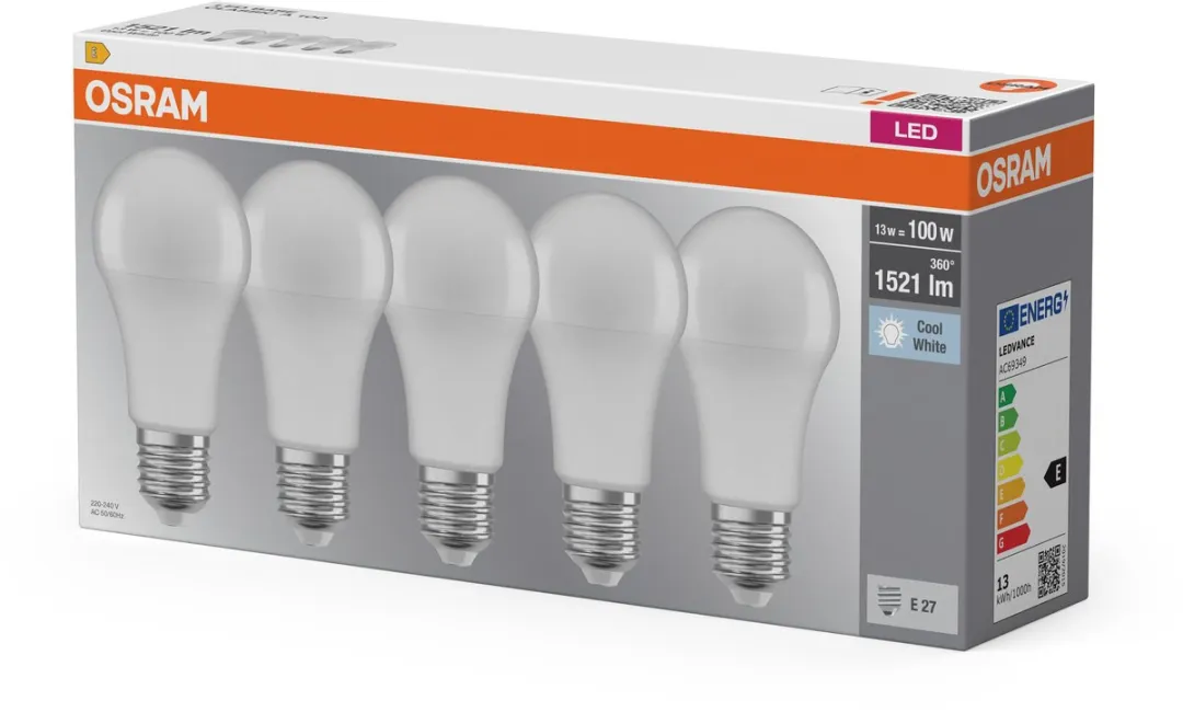 Osram LED Lampvoet Classic A100 13W E27 Mat - 5 Stuks