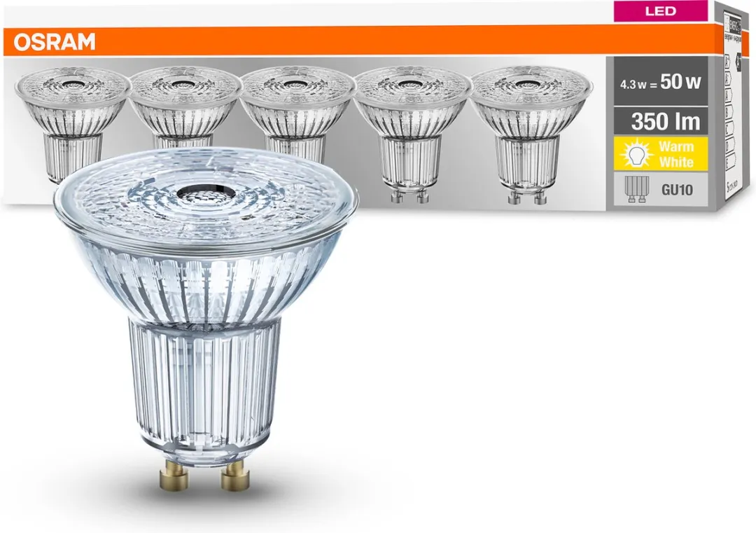 Osram LED Spot GU10 4,3W 350lm Warm Wit - 5 Stuks