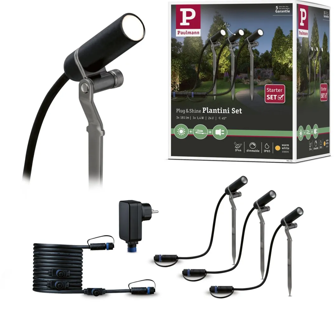 Paulmann Plug & Shine Plantini Basisset LED-tuinspots 3x2W 3000K - IP65 Antraciet
