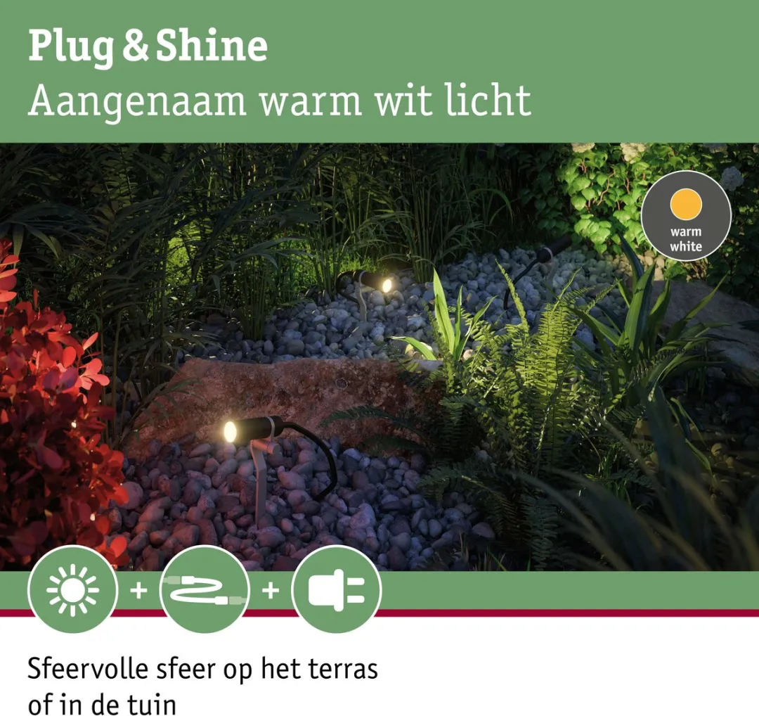 Paulmann Plug & Shine Plantini Basisset LED-tuinspots 3x2W 3000K - IP65 Antraciet