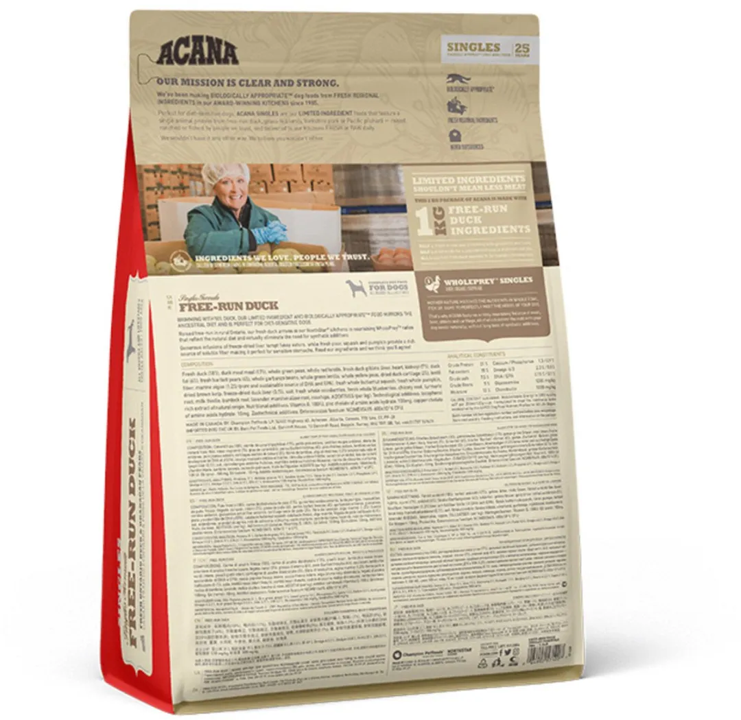 Acana Singles Free-Run Eend & Aardpeer Hondenvoer 2kg