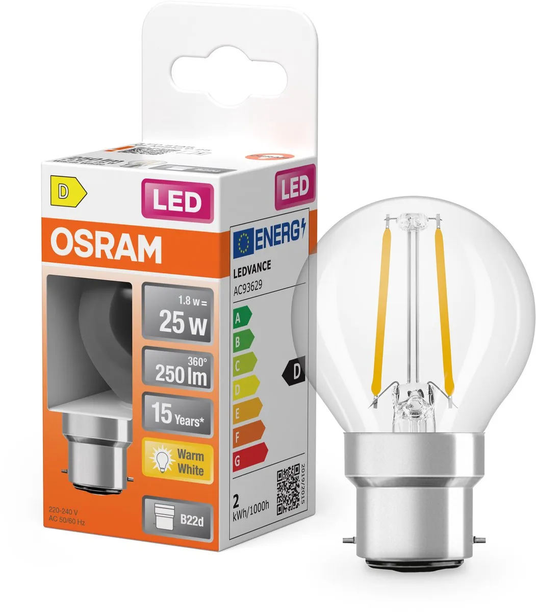 Osram LED Star Mini Bol P25 Filament 1,8W - 2700K - 250lm