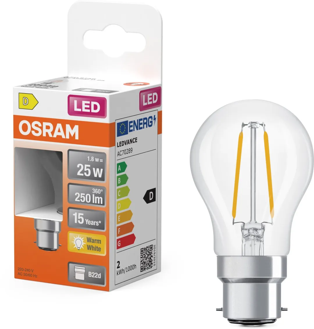 Osram LED Star Mini Bol P25 Filament 1,8W - 2700K - 250lm