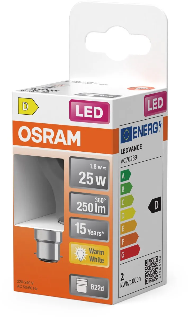 Osram LED Star Mini Bol P25 Filament 1,8W - 2700K - 250lm