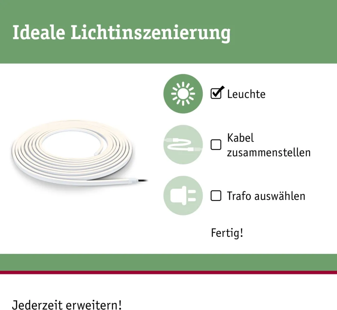 Plug & Shine LED Strip Smooth Afzonderlijke strip IP68 3000K 46W Wit