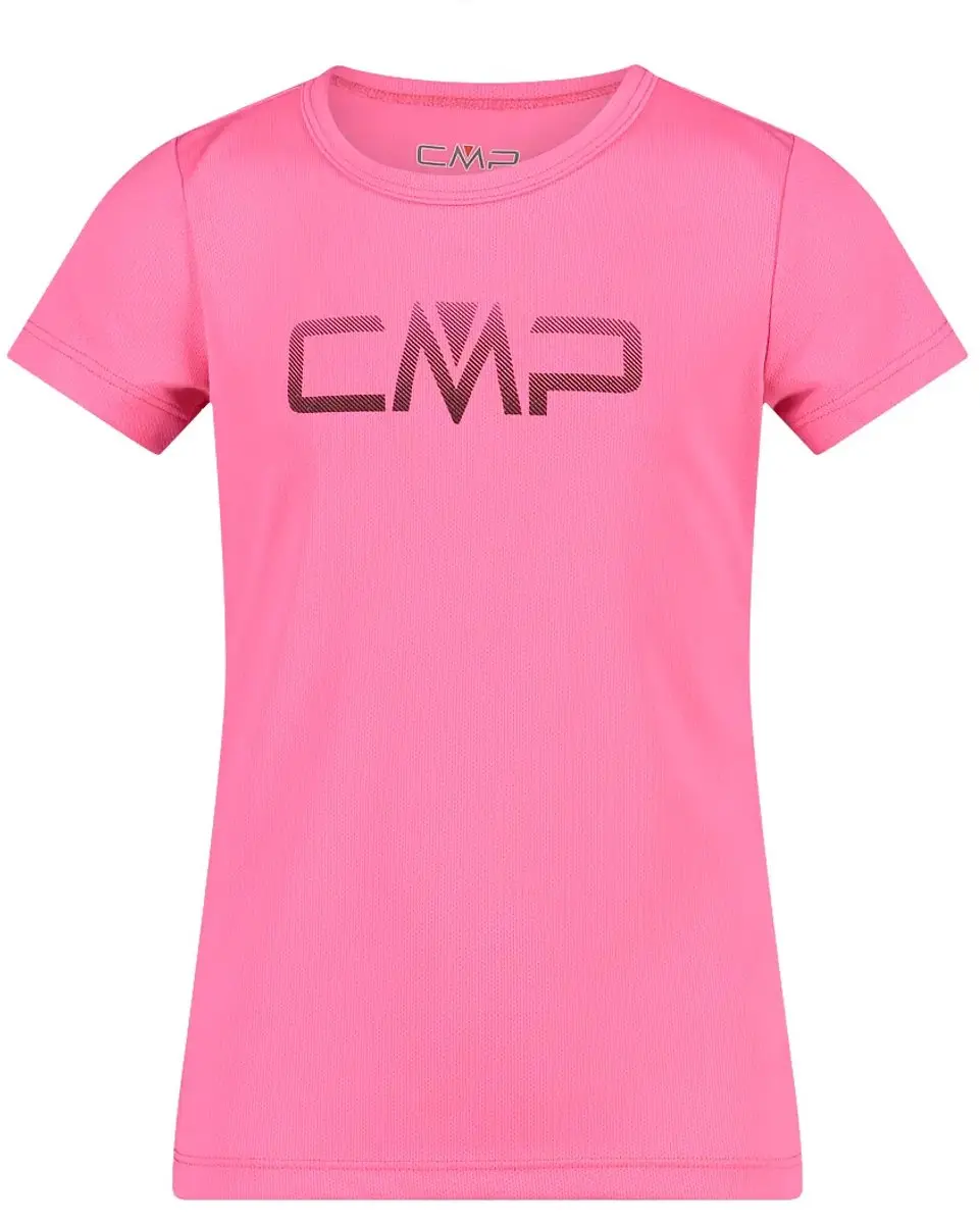 CMP Meisjes T-shirt met Ronde Hals Logo - Magenta - 152 - afbeelding 3 van 6