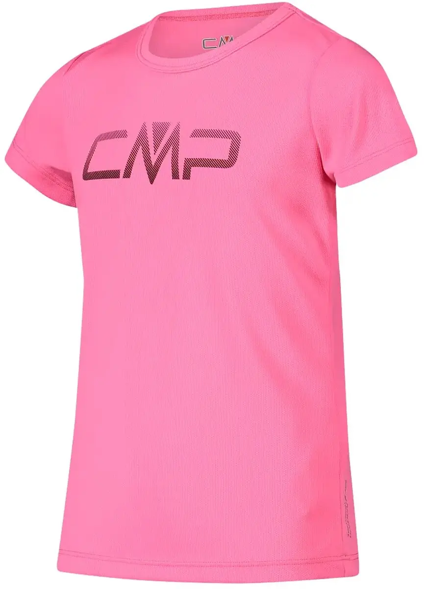 CMP Meisjes T-shirt met Ronde Hals Logo - Magenta - 152 - afbeelding 4 van 6