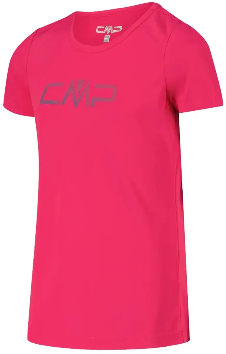 CMP Meisjes T-shirt met Ronde Hals Logo - Magenta - 152 - afbeelding 2 van 6