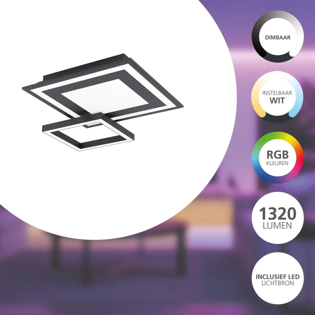 EGLO connect.z Savatarila-Z Smart Plafondlamp - 45 cm - Wit - Instelbaar RGB & wit licht - Dimbaar - Zigbee