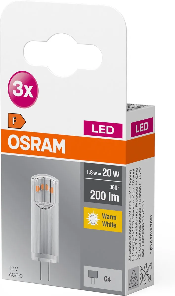 Osram LED-lamp G4 1.8W Warmwit - 3 Stuks