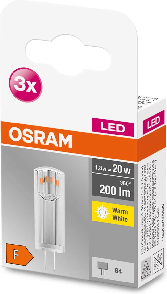 Osram LED-lamp G4 1.8W Warmwit - 3 Stuks - afbeelding 6 van 6