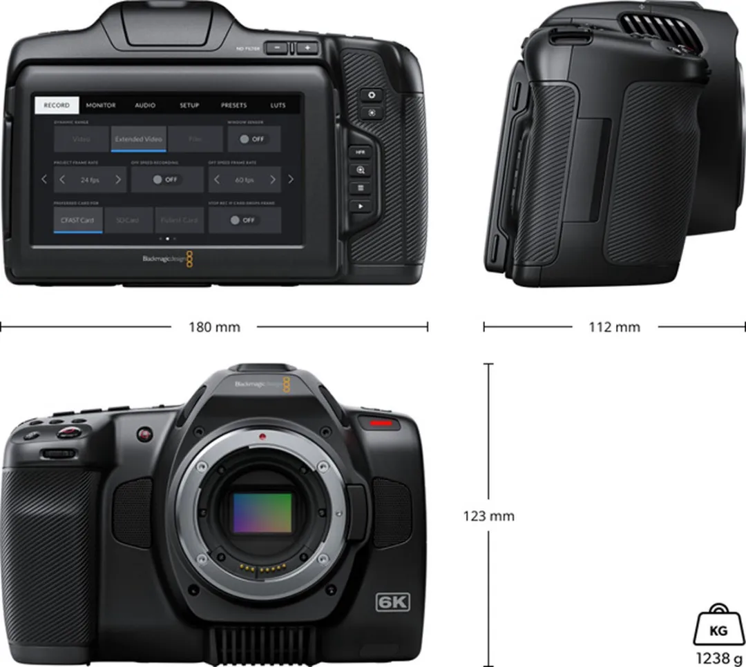 Blackmagic Pocket Cinema Camera 6K Pro CINECAMPOCHDEF06P - Zwart - afbeelding 5 van 6
