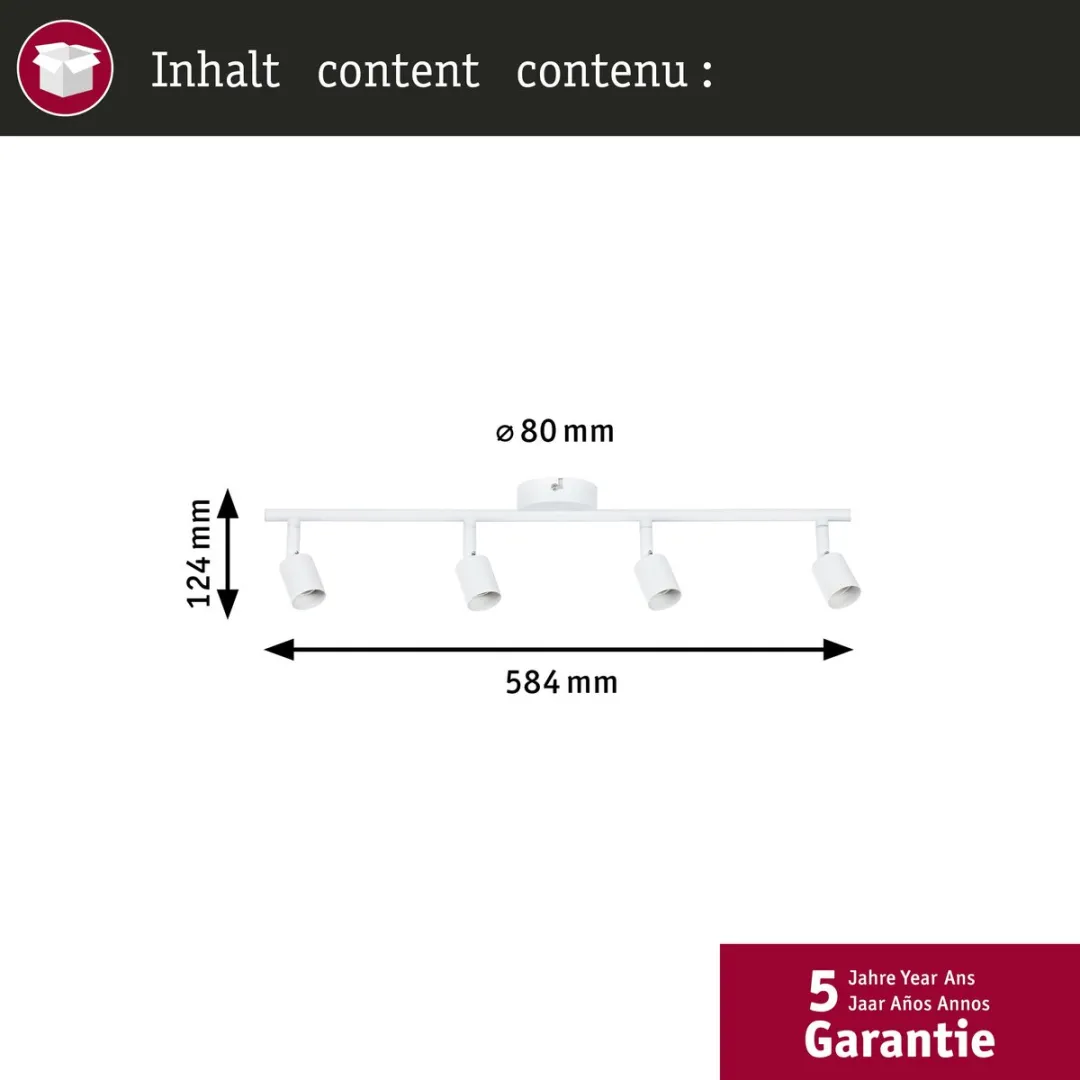 Paulmann Spotlight Carolina GU10 4x10W - Wit mat