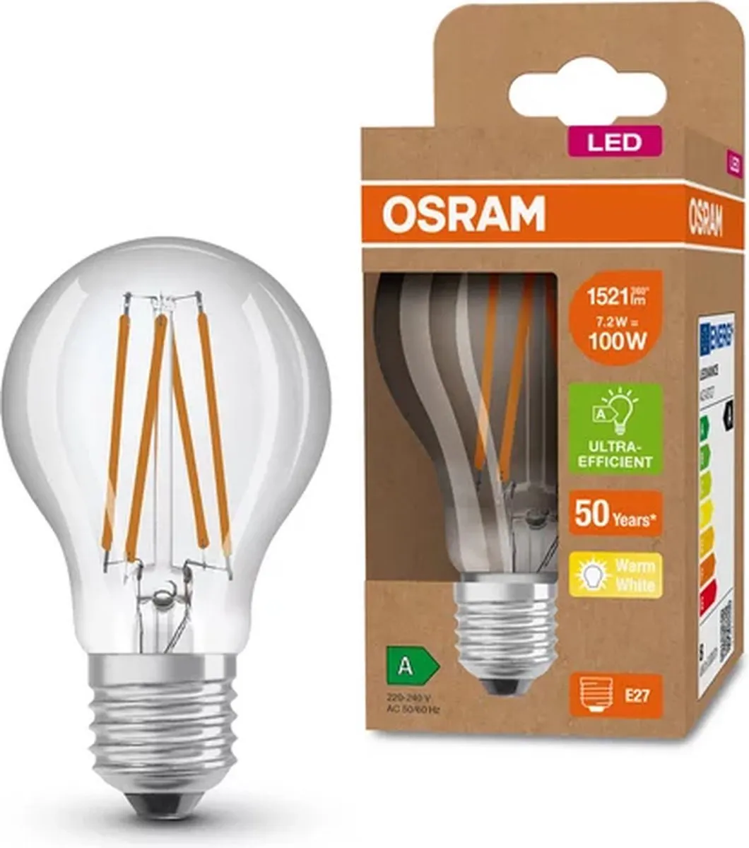 Osram LED Classic A 100 Filament 7,2W E27 - Warm wit
