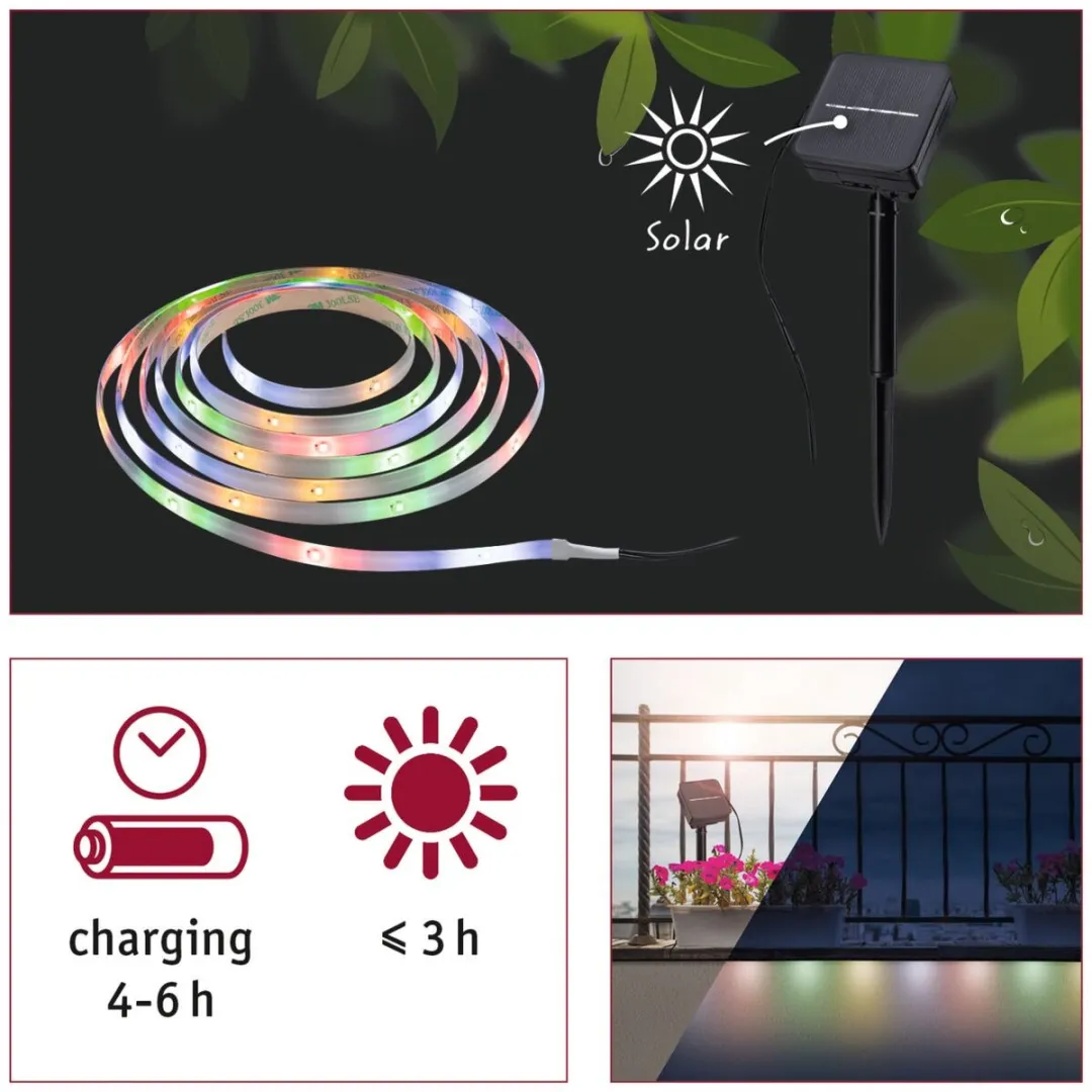 Paulmann LED Strip Solar 3m RGB - Oplaadbaar IP44