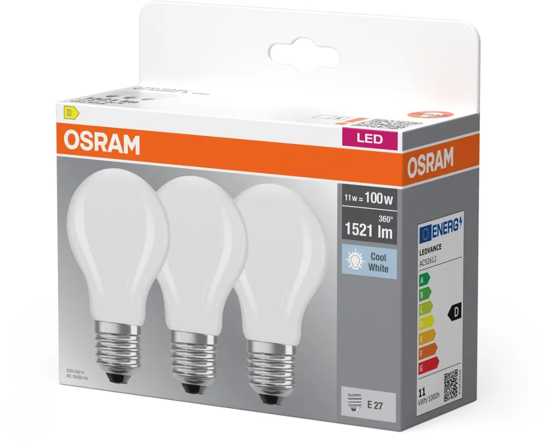 Osram LED-lamp E27 11W Neutraalwit - 3 Stuks