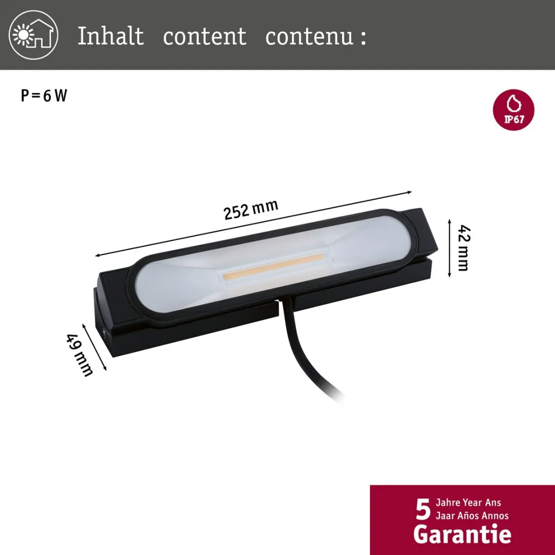 Paulmann LED Wallwasher Ito 3000K 6W - Antraciet Metaal - afbeelding 6 van 6