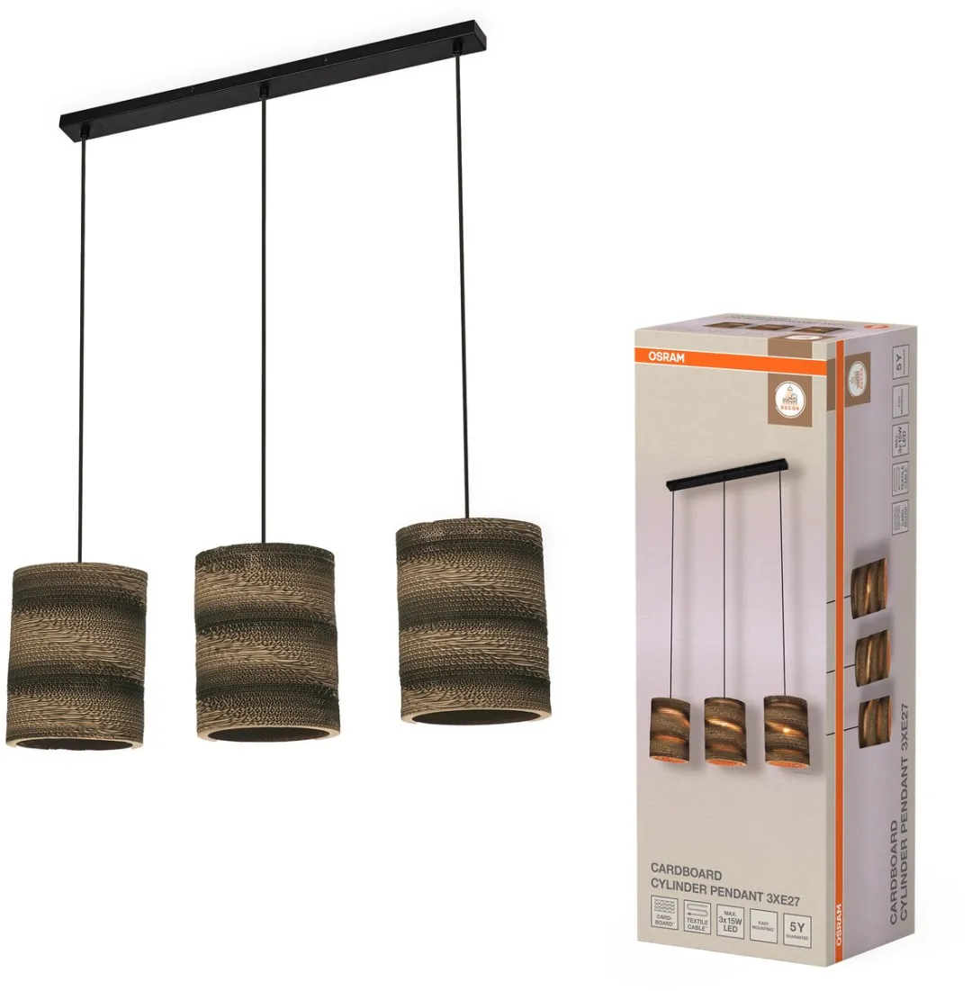 Osram Decor Karton Cilinder Hanglamp - 3xE27 - 830mm - Bruin