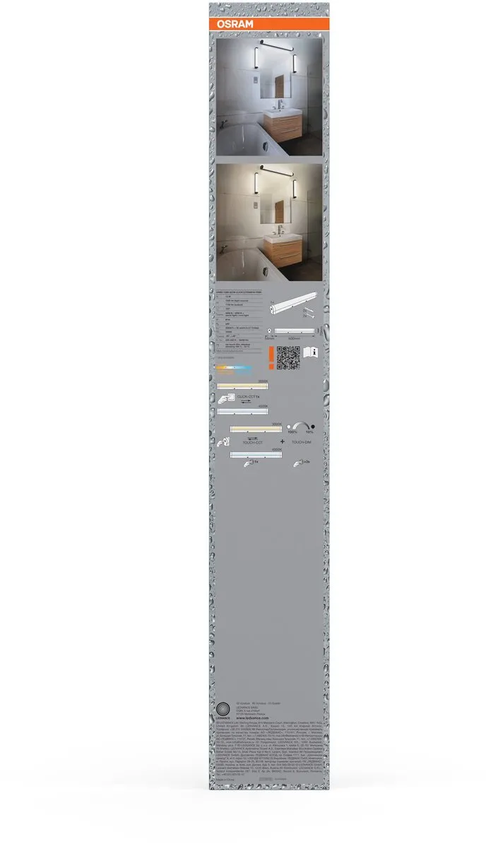 Osram Orbis Tube Wandlamp 60cm - LED 12W 1100lm - Zwart - IP44