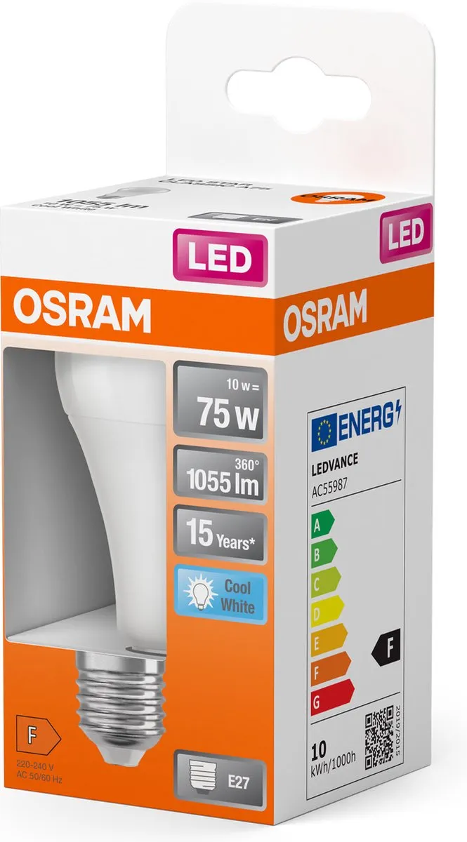 Osram LED-lamp E27 11W Koelwit - Mat Glas - afbeelding 6 van 6