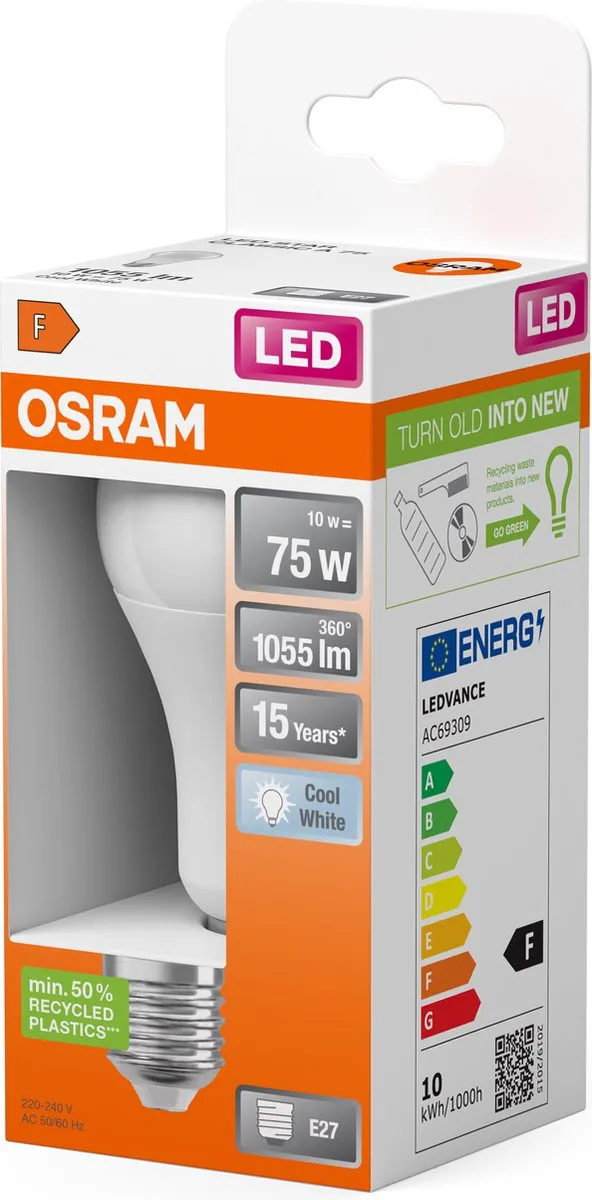 Osram LED-lamp E27 11W Koelwit - Mat Glas