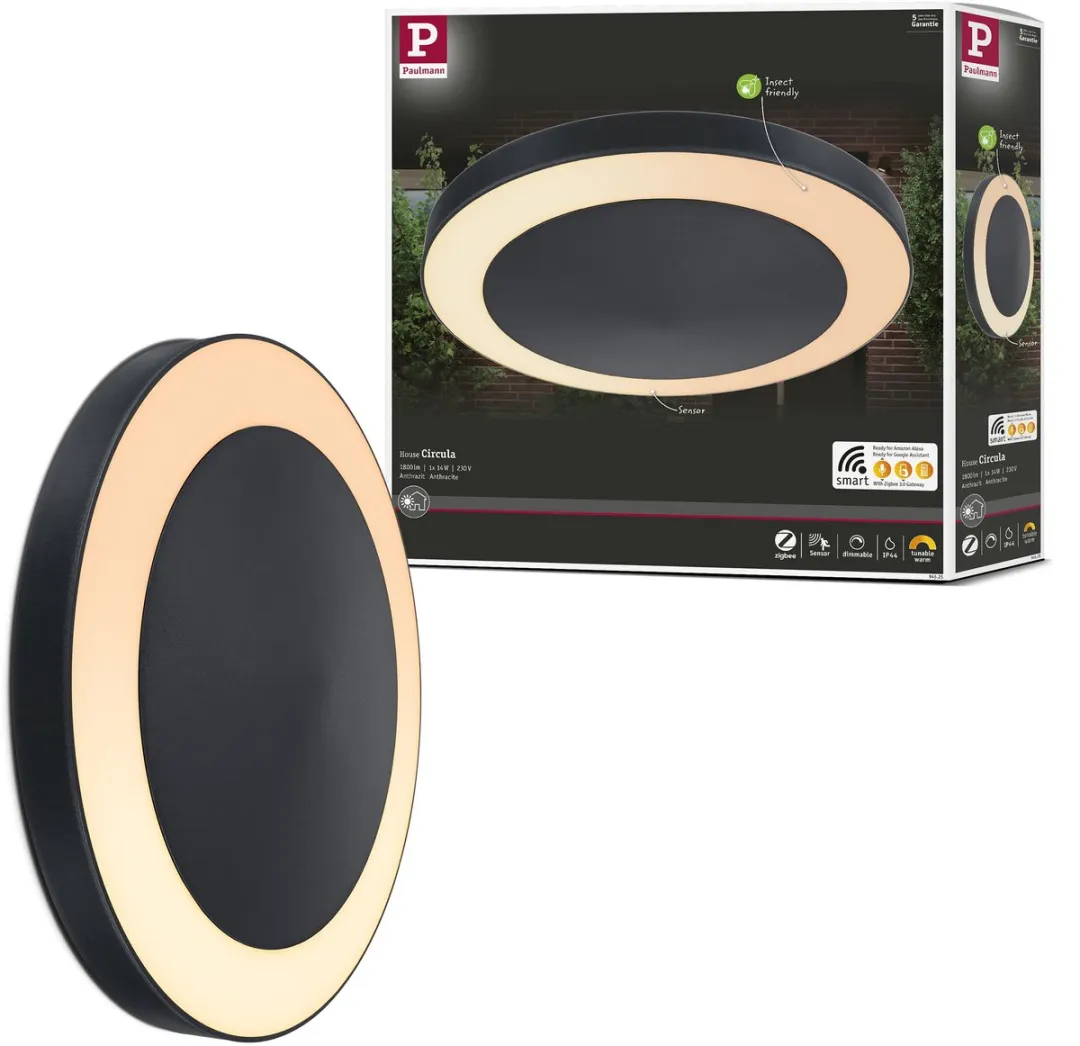 Paulmann LED Plafondlamp Zigbee Circula 14W 880lm Antraciet