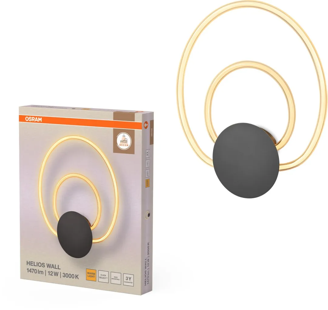 Osram Decor Helios Wandlamp 12W - 960 Lm - Warm Wit - Donkergrijs