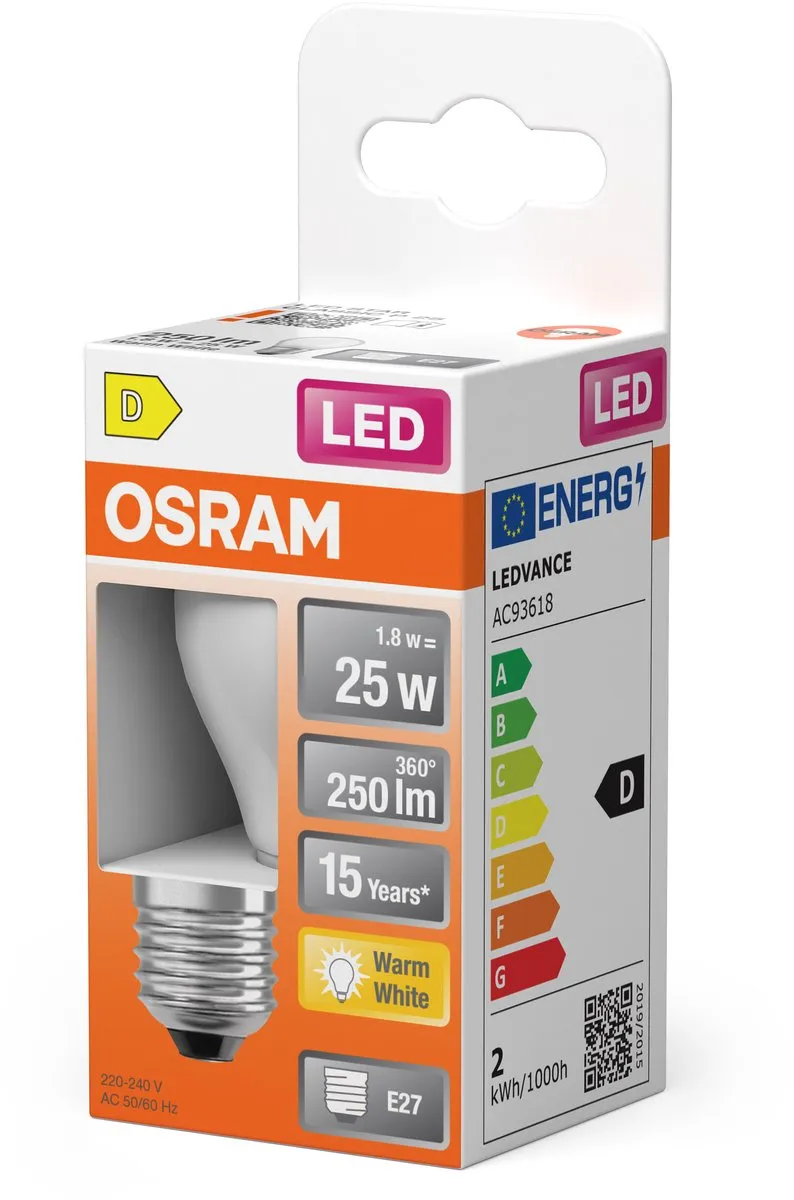 Osram LED Star Globe P25 Filament 2700K 1,8W E27 Mat - 250lm