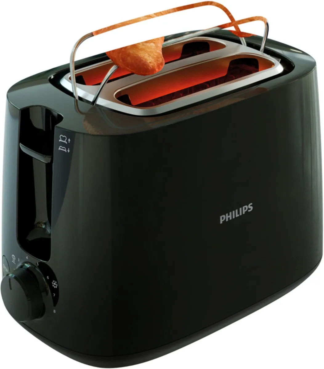 Philips Daily Collection HD2583/90 Broodrooster 8 Sneden - 600W - Zwart