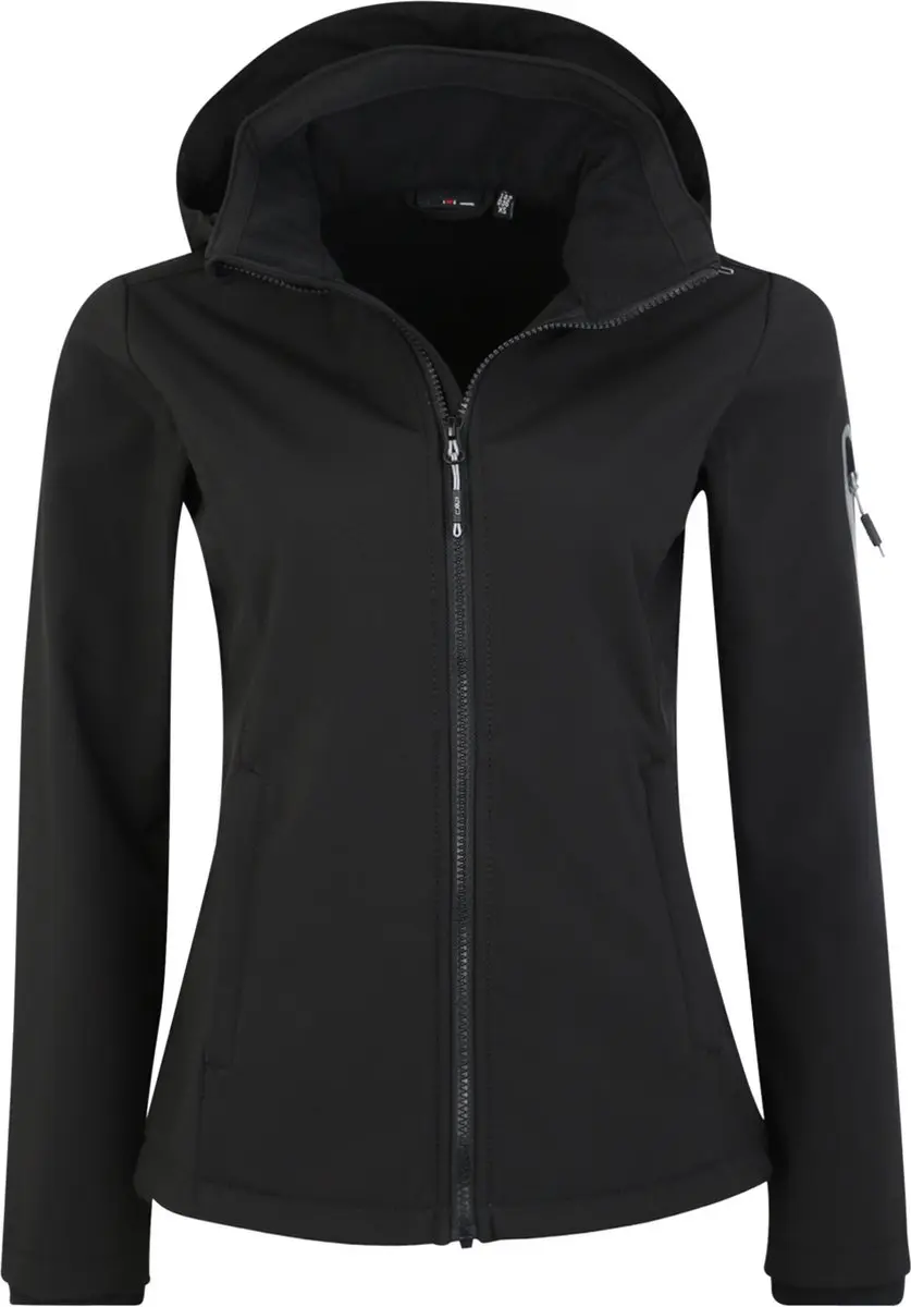 CMP FullZip Hood Softshell Jack Dames - Zwart