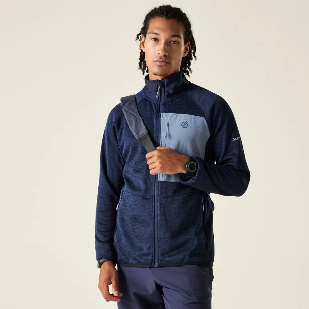 Dare 2B Torrek II Heren Fleece met Volledige Ritssluiting - Navy/Mercury - afbeelding 2 van 4