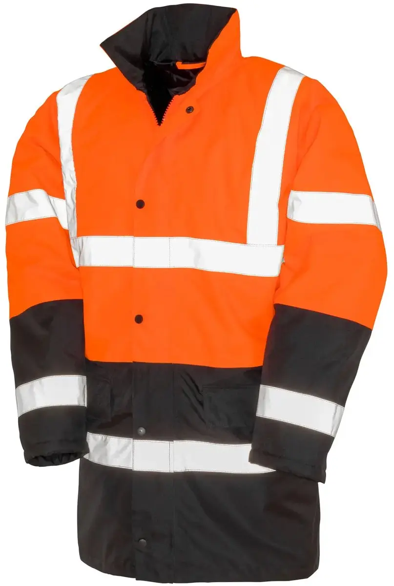 Regatta Motorway 2-Tone Safety Coat RT452 - Fluorescent Orange/Black - L