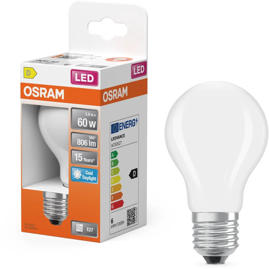 Osram LED-lamp A60 Stervorm 5,9W E27 806lm 6500K Mat - 1 Stuk - afbeelding 3 van 5
