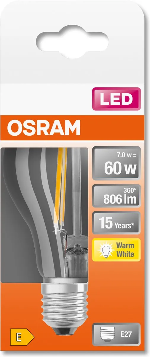Osram LED Classic A 60 E27 7W 806 Lumen Warm Wit - afbeelding 6 van 6