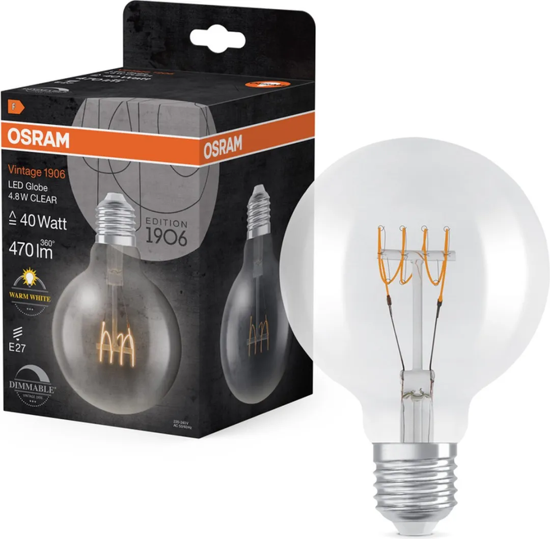 Osram Vintage 1906 Klassieke Globe95-lamp 4,8W 470lm - Helder