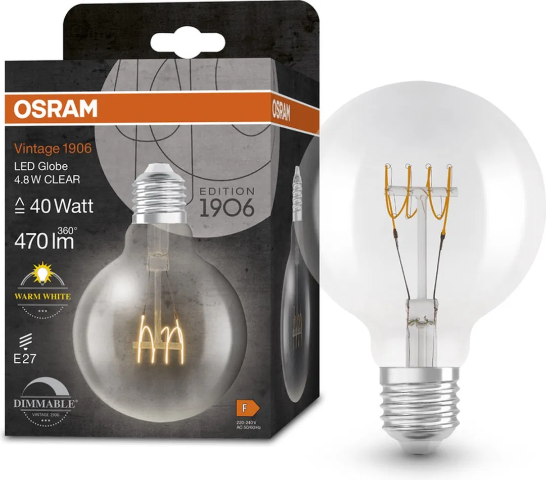 Osram Vintage 1906 Klassieke Globe95-lamp 4,8W 470lm - Helder
