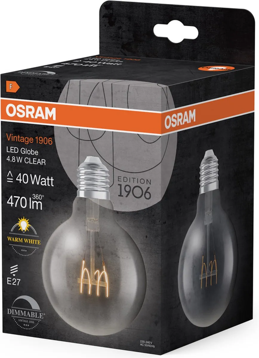 Osram Vintage 1906 Klassieke Globe95-lamp 4,8W 470lm - Helder