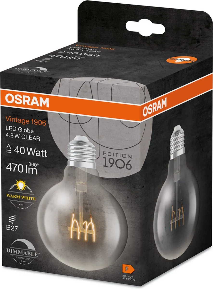Osram Vintage 1906 Klassieke Globe95-lamp 4,8W 470lm - Helder - afbeelding 6 van 6