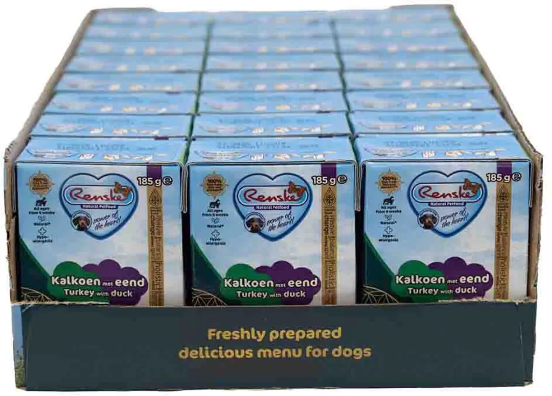 Renske Vers Hondenvoer Tetrapack 24x185g - Kalkoen & Eend