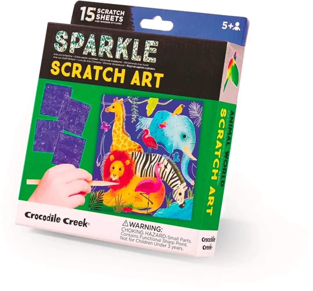 Crocodile Creek Sparkle Scratch Art Dierenwereld - Multikleur