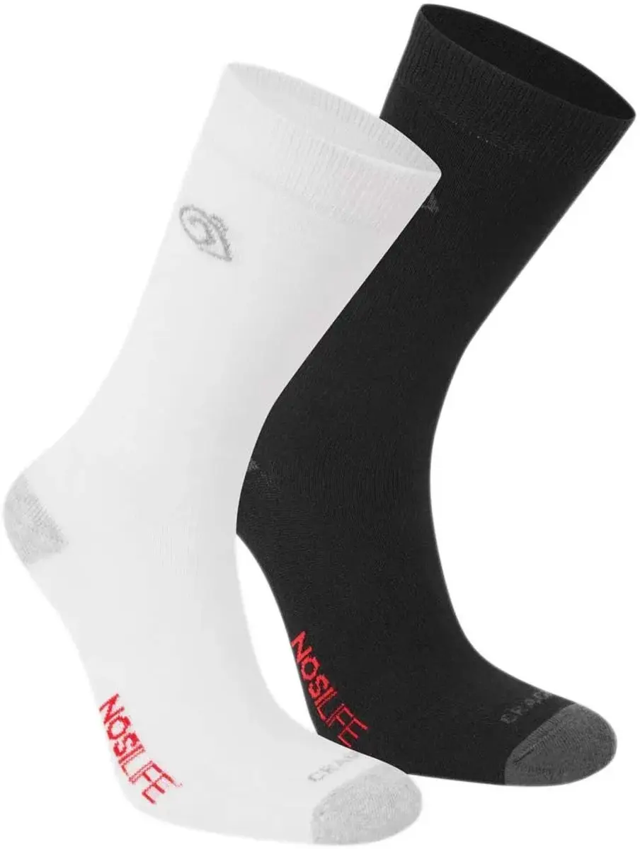 Craghoppers Nosilife Twin Pack Half Lange Sokken Wit,Zwart EU 43-47