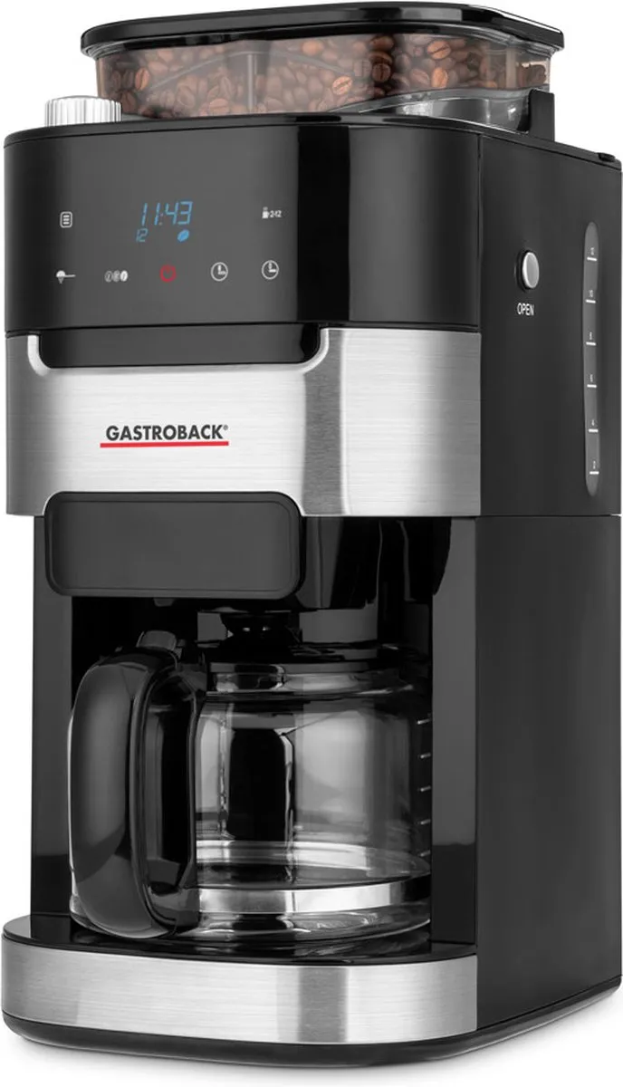 Gastroback Grind & Brew Pro 42711 Filterkoffiezetapparaat - 12 Kopjes - 1,5L - Zwart