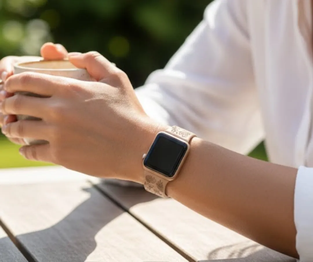 NUVEX Apple Watch Bandjes Set 6 Stuks - 38-42mm - Siliconen - Bloemen Gravure