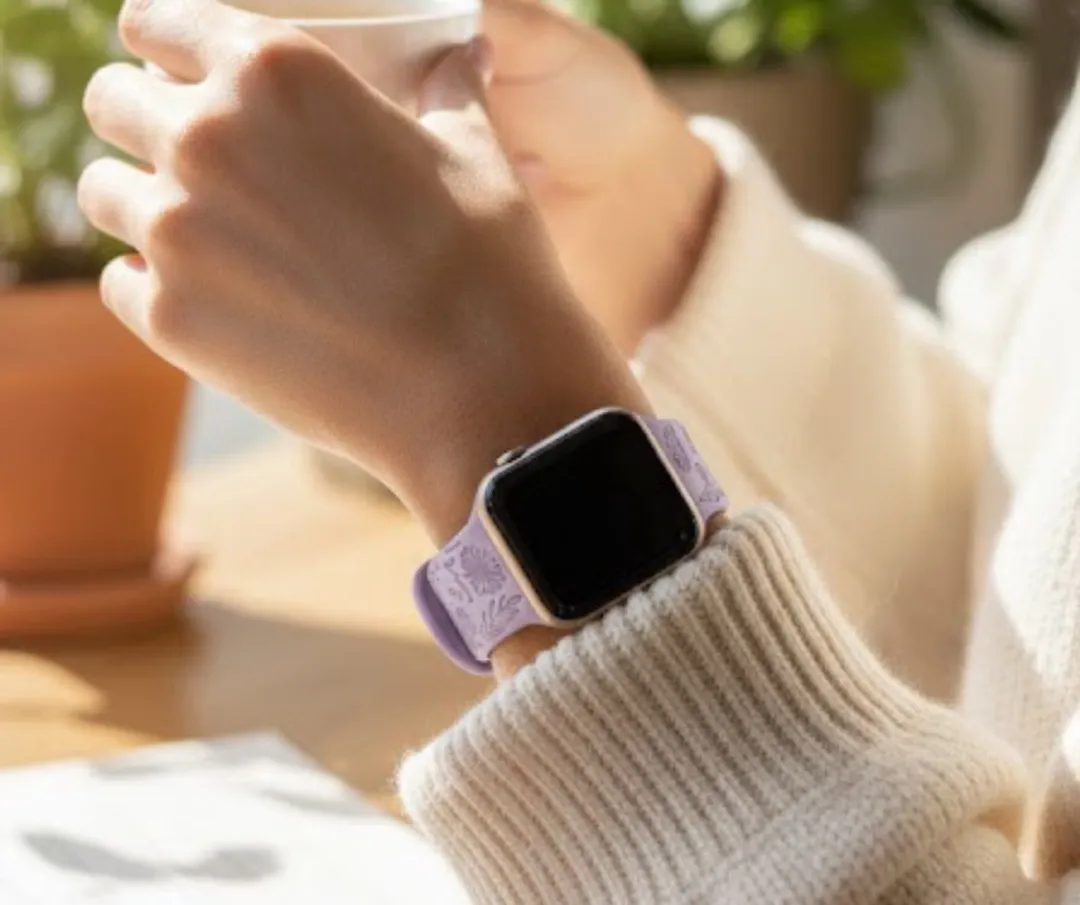 NUVEX Apple Watch Bandjes Set 6 Stuks - 38-42mm - Siliconen - Bloemen Gravure