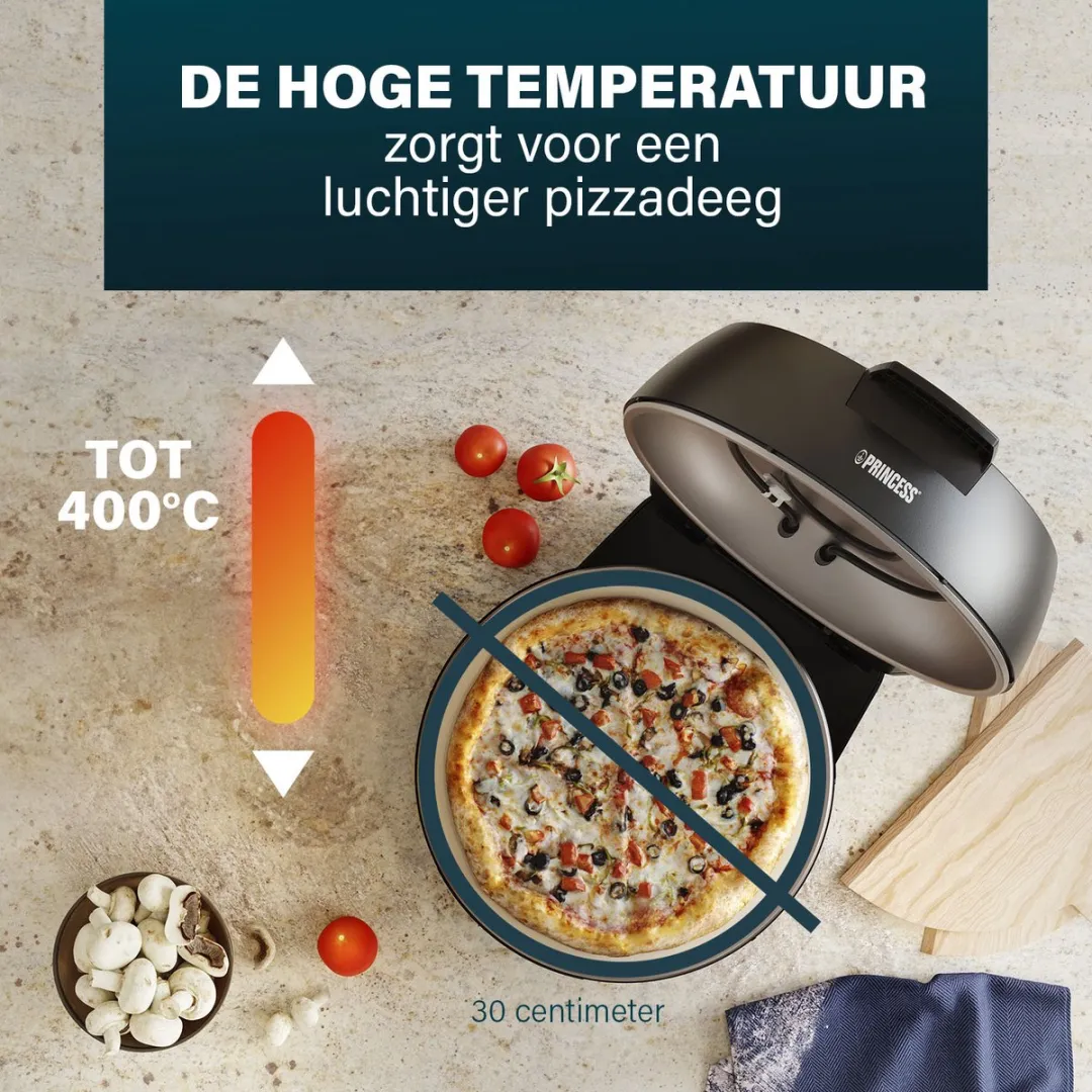 Princess 115005 Pizzaoven 1200W - 30cm - Zwart