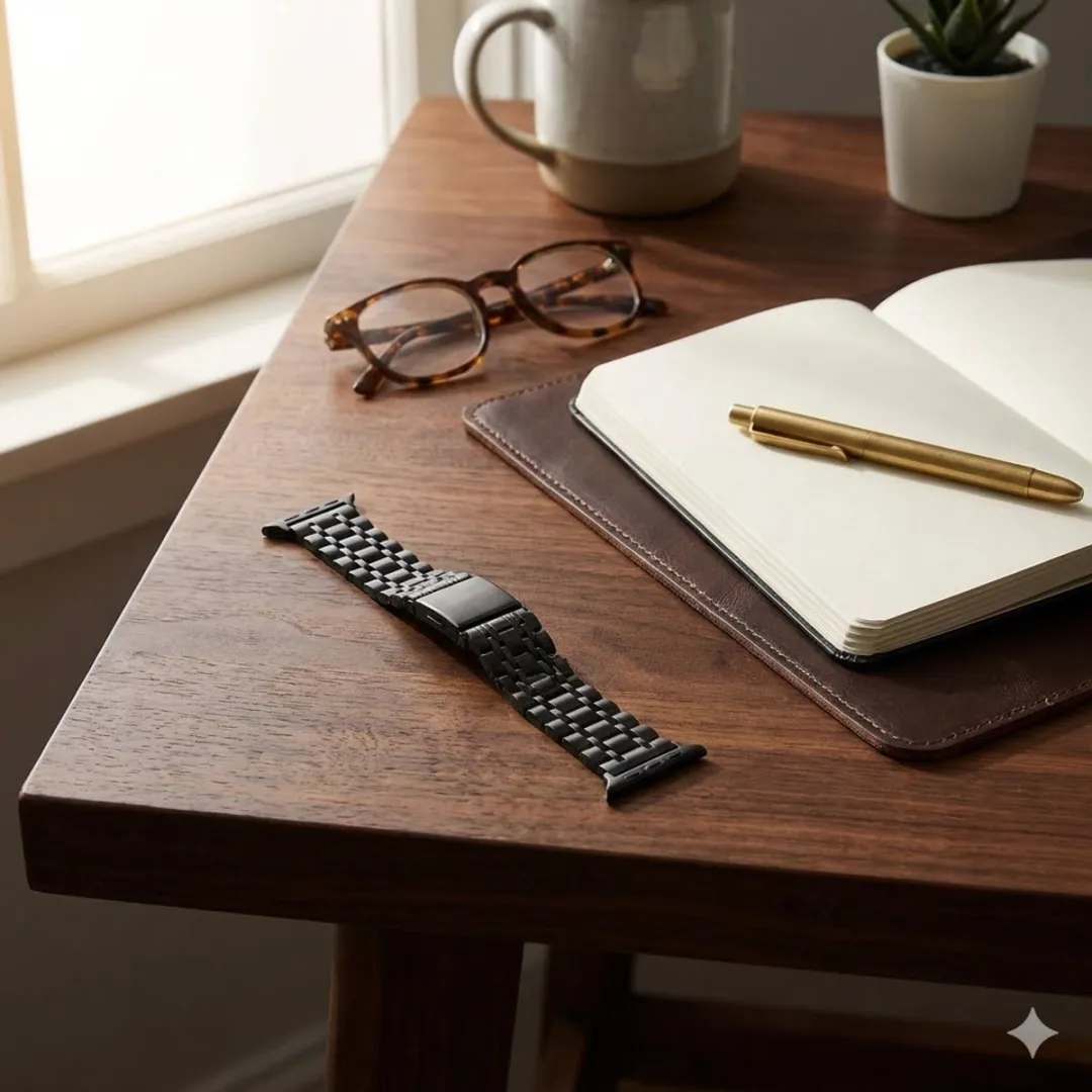 NUVEX Staal Horlogeband - Zwart - 49mm - Apple Watch 38-42mm